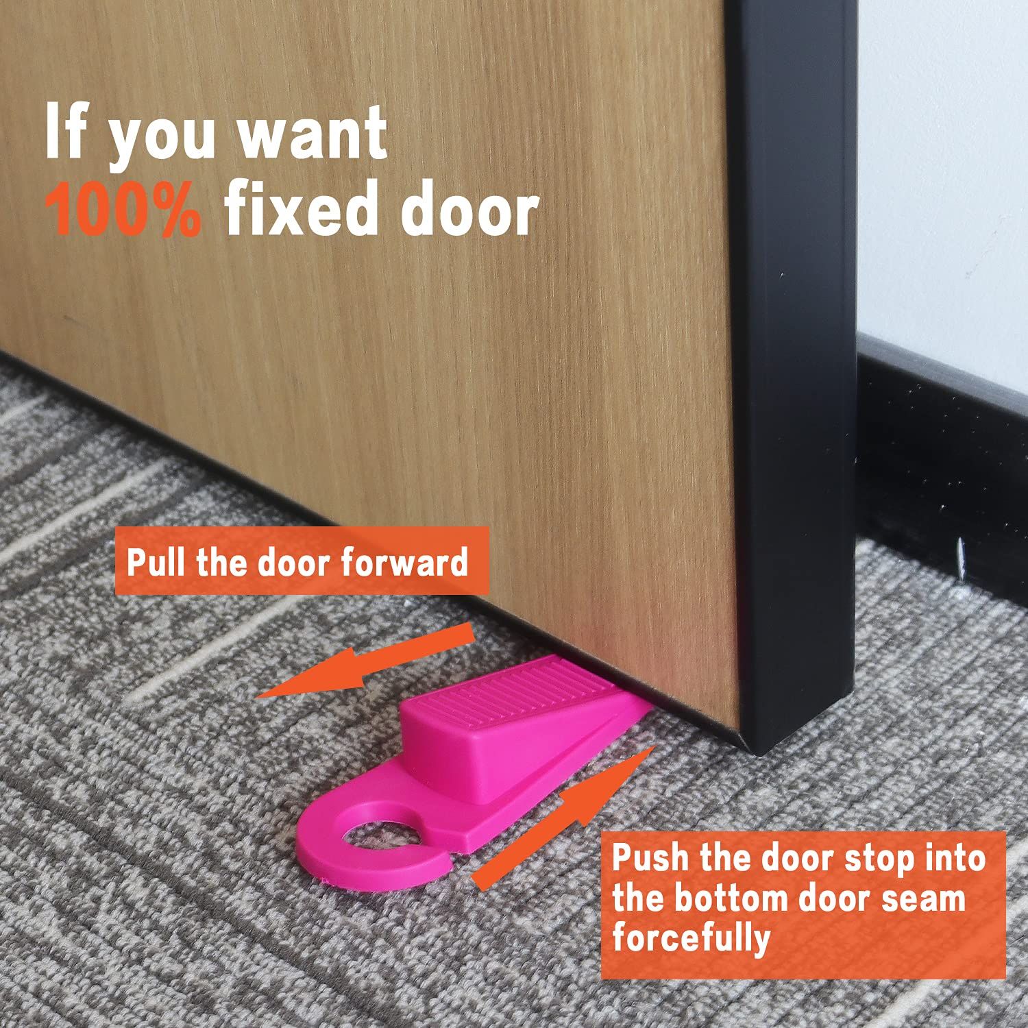 3 Pack Rubber Hook Type Door Stoppers 1 Inch Thick Door Stop Works on All view 2