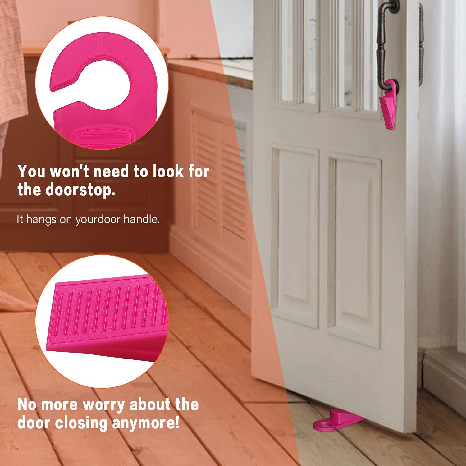 3 Pack Rubber Hook Type Door Stoppers 1 Inch Thick Door Stop Works on All view 4