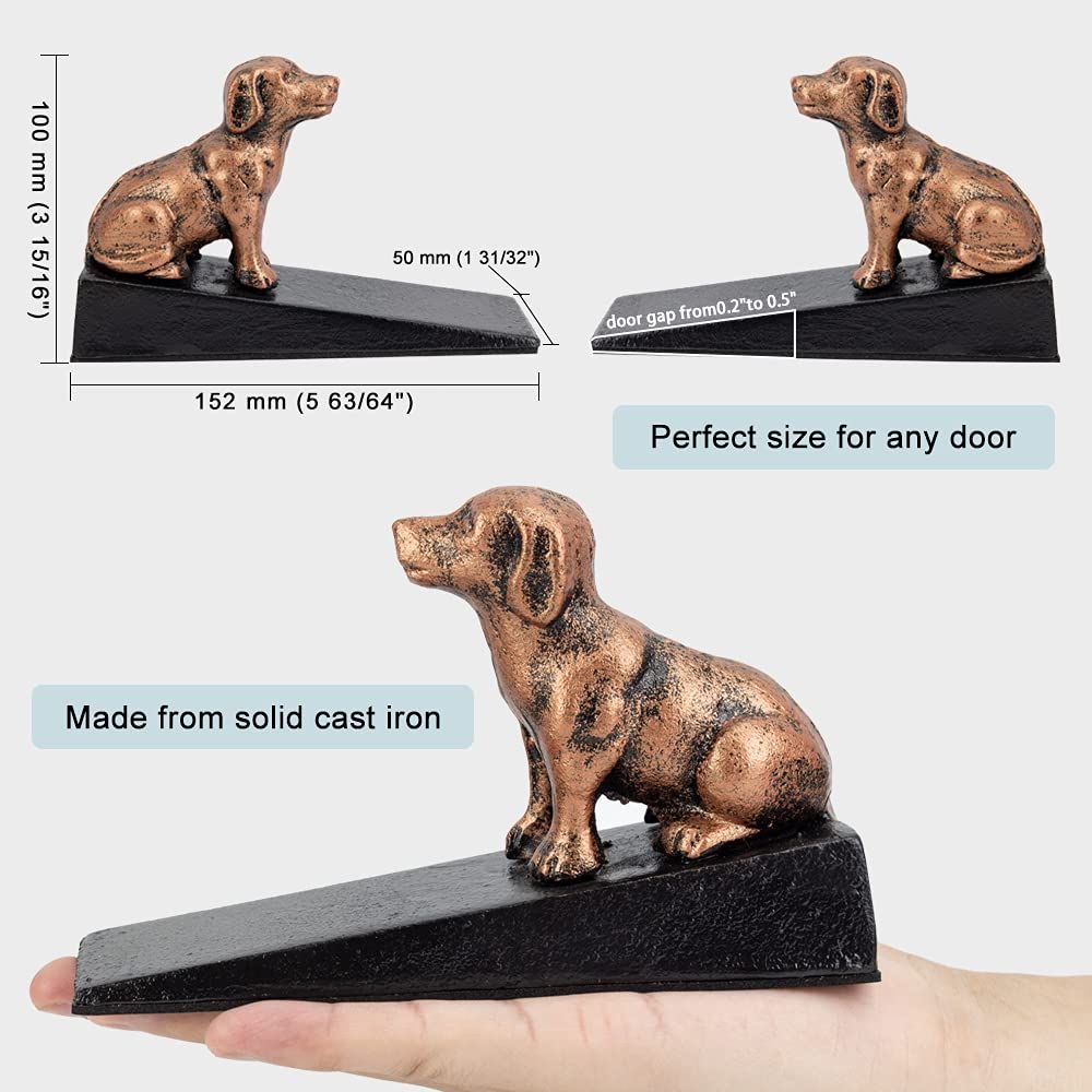 Heavy Duty Cast Iron Cute Dog Door Stops view 3
