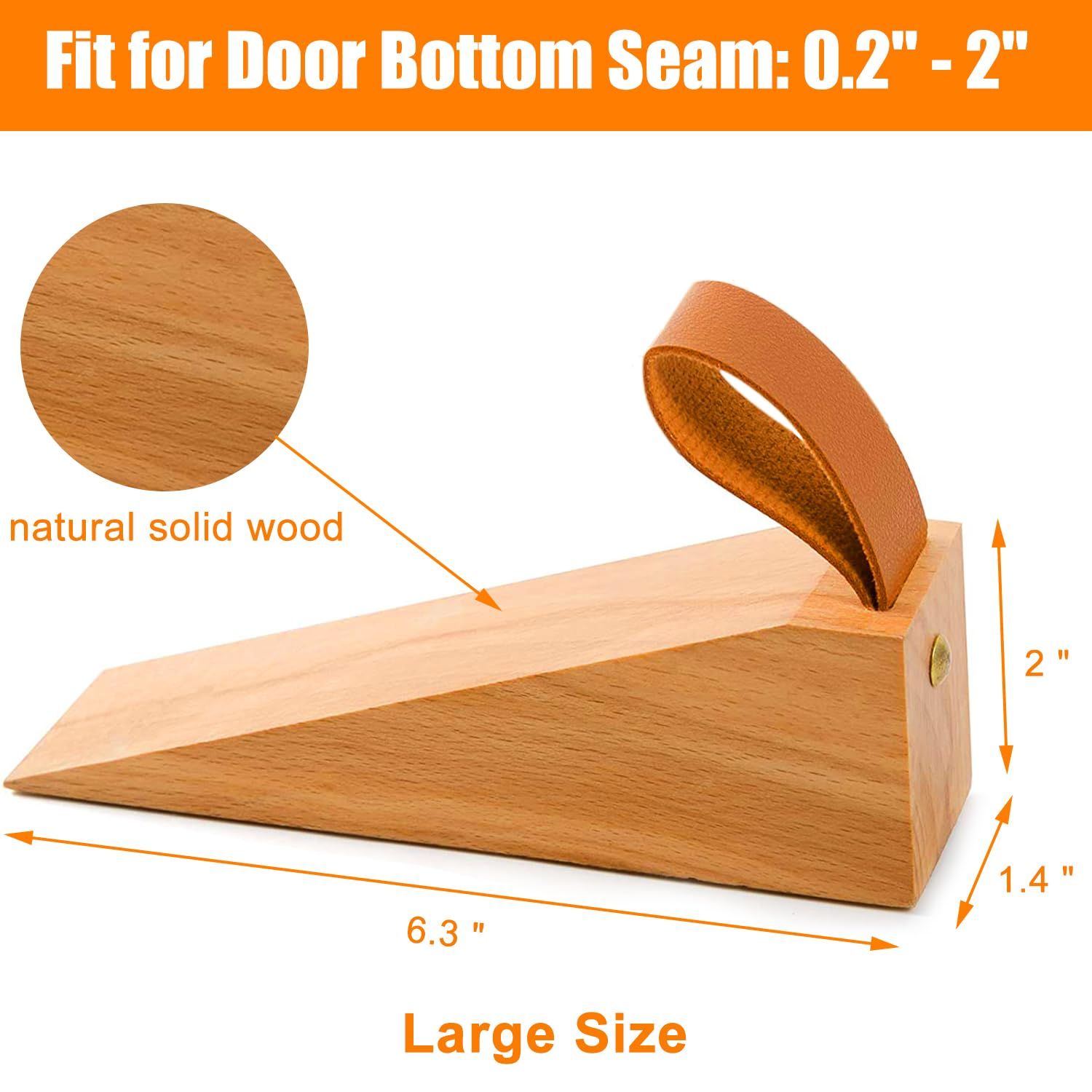 Wood Door Stopper, Solid Wooden Non-Slip Door Wedges, Sturdy and Durable Door view 3