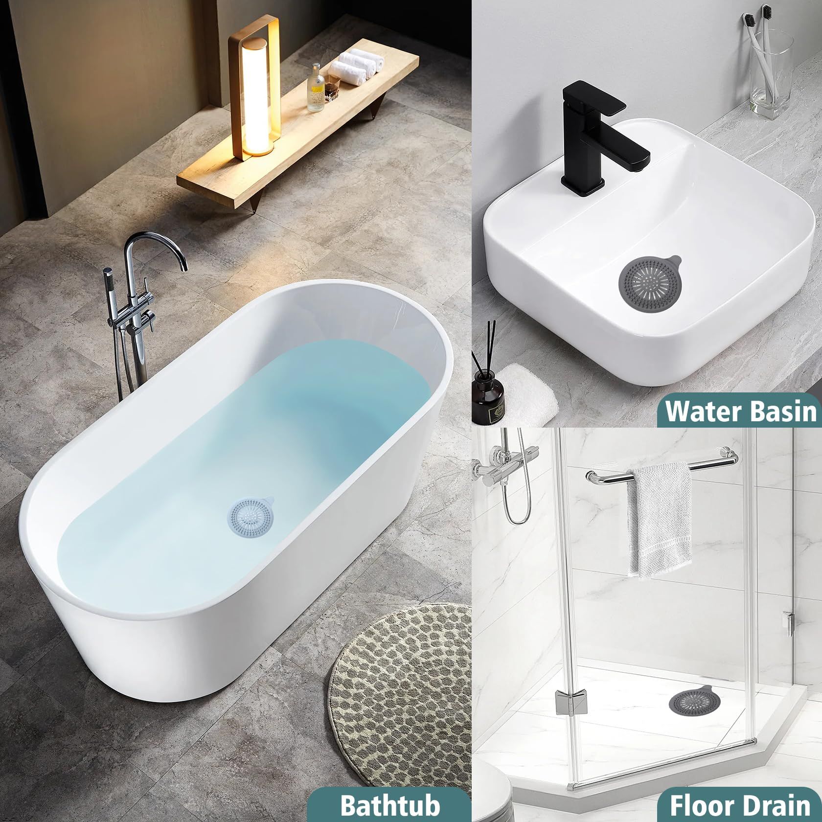 Silicone Hair Stopper, Strainers Drains for Bathroom Hair Catcher Easy to view 2