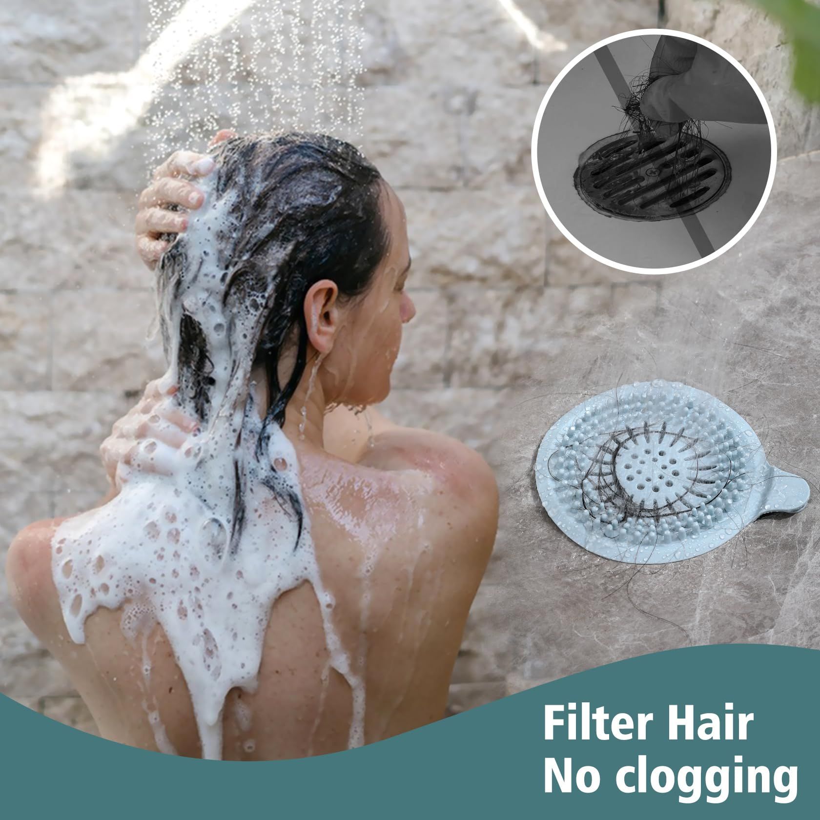 Silicone Hair Stopper, Strainers Drains for Bathroom Hair Catcher Easy to view 5