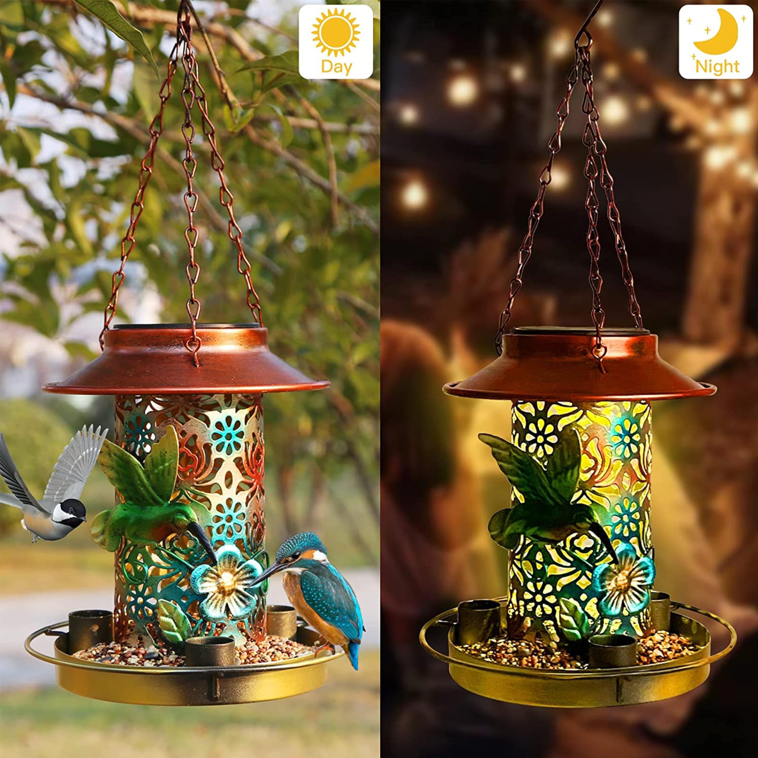 Solar Bird Feeder for Outdoors Hunging view 3