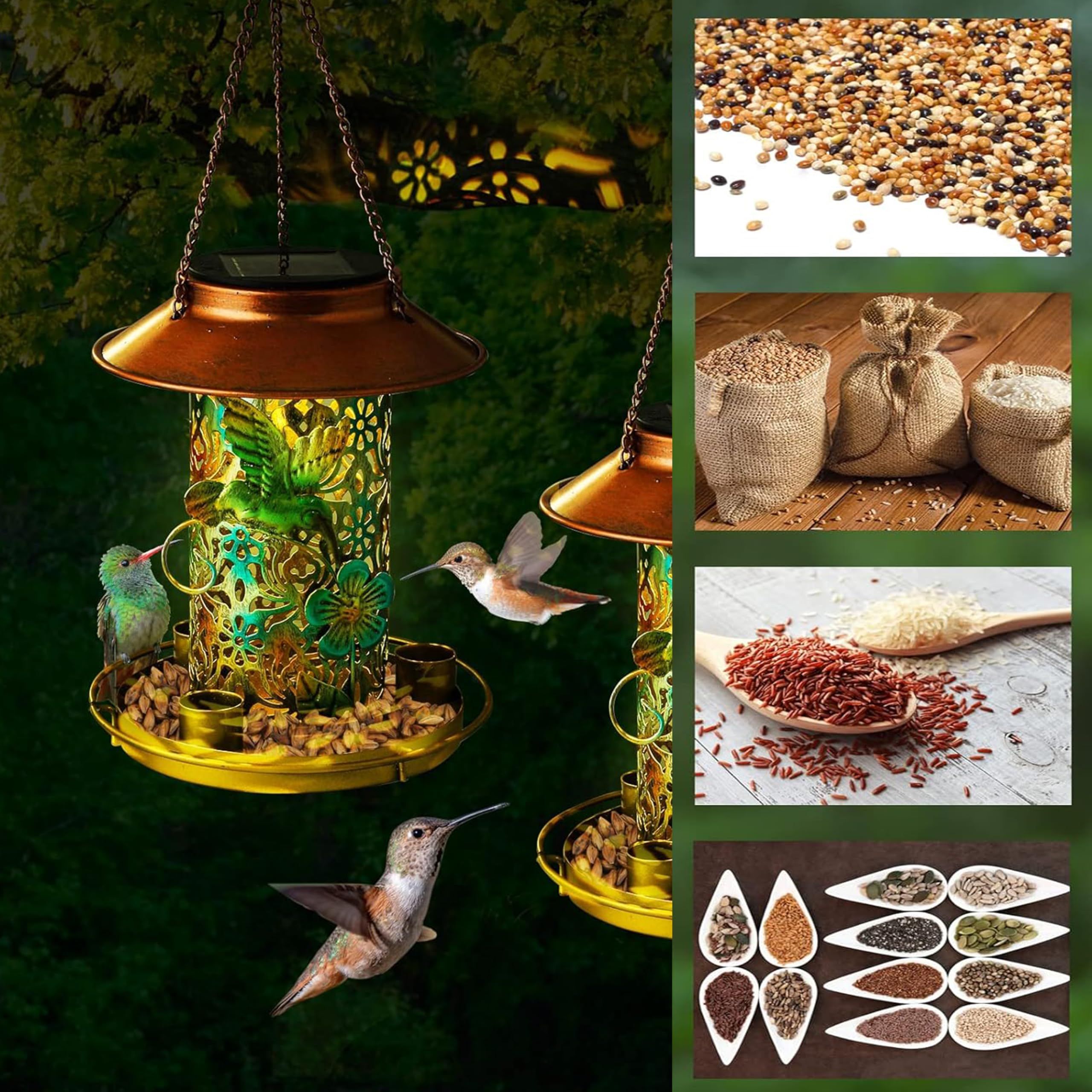 Solar Bird Feeder for Outdoors Hunging view 4