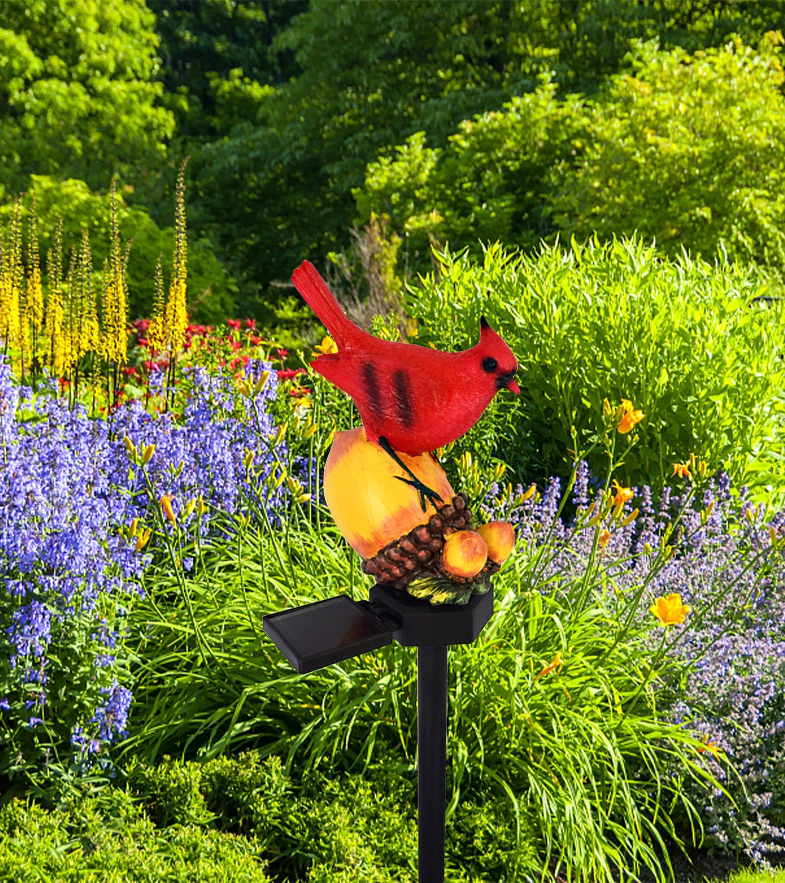 Solar Garden Decor Waterproof Red Bird Figurine Solar Stake Lights for Outside view 2