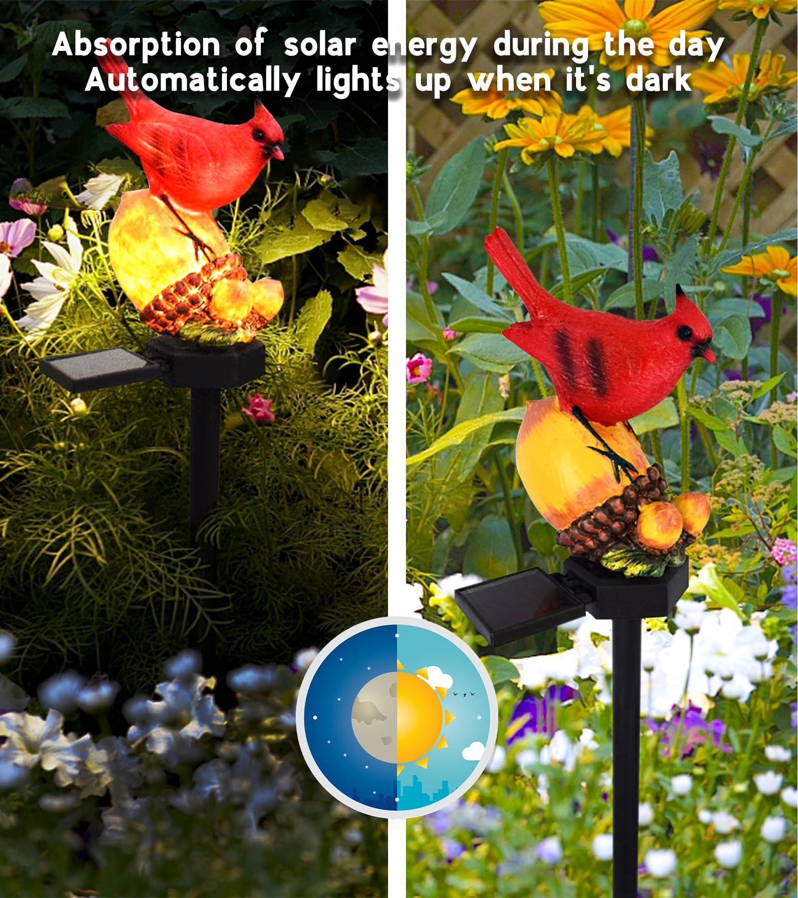 Solar Garden Decor Waterproof Red Bird Figurine Solar Stake Lights for Outside view 3
