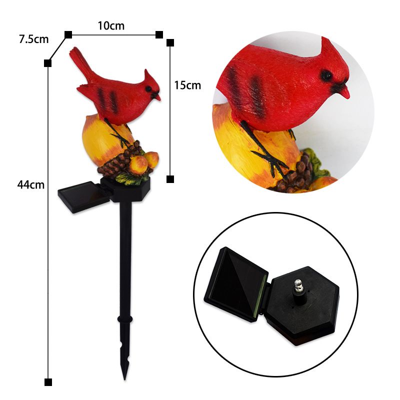 Solar Garden Decor Waterproof Red Bird Figurine Solar Stake Lights for Outside view 4