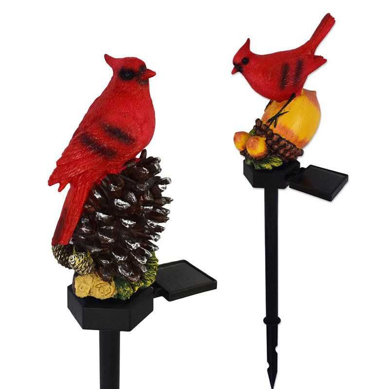 Solar Garden Decor Waterproof Red Bird Figurine Solar Stake Lights for Outside view 5