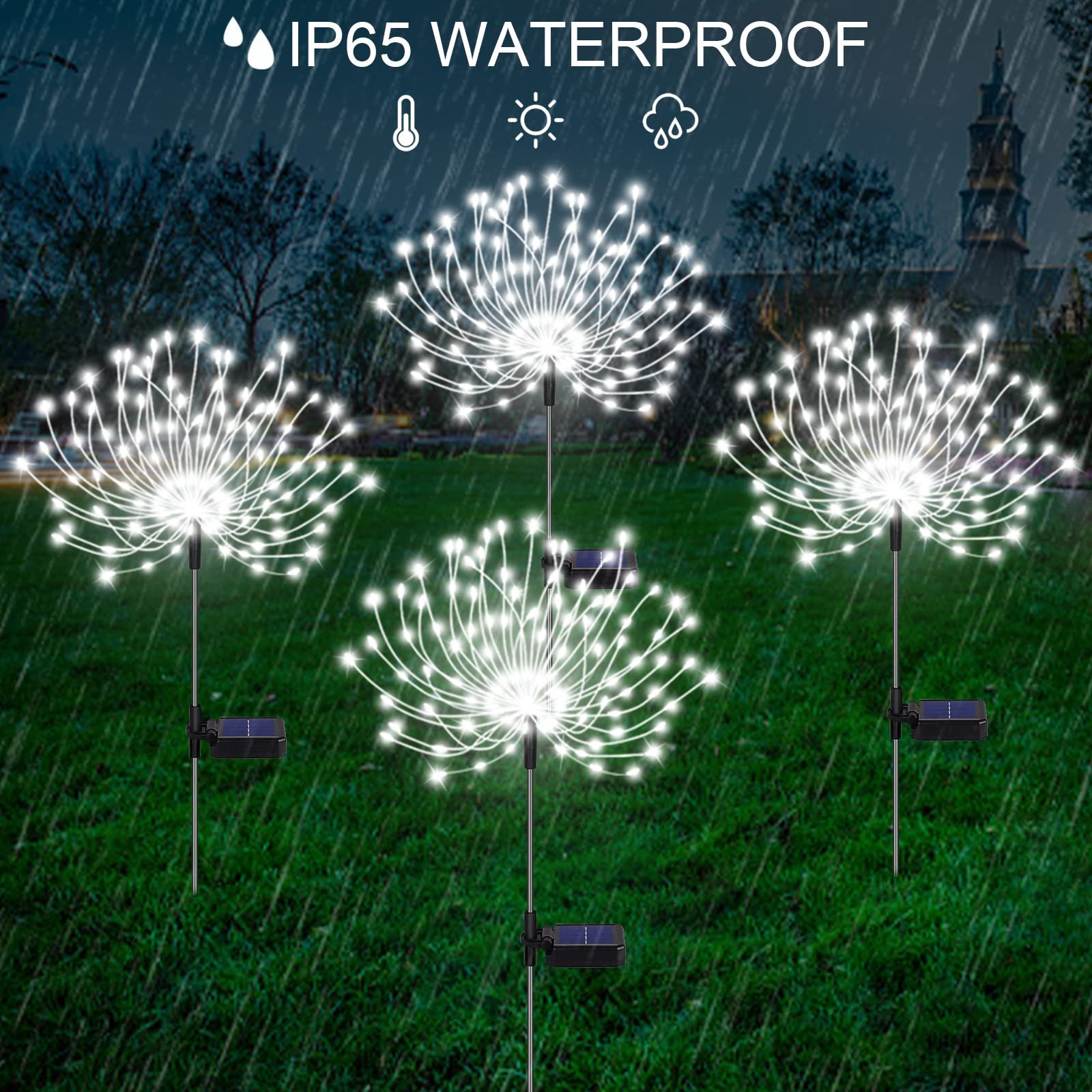 Solar Firework Lights, Garden Lights 4 Pack 120 LED Decorative Lights, Solar view 3