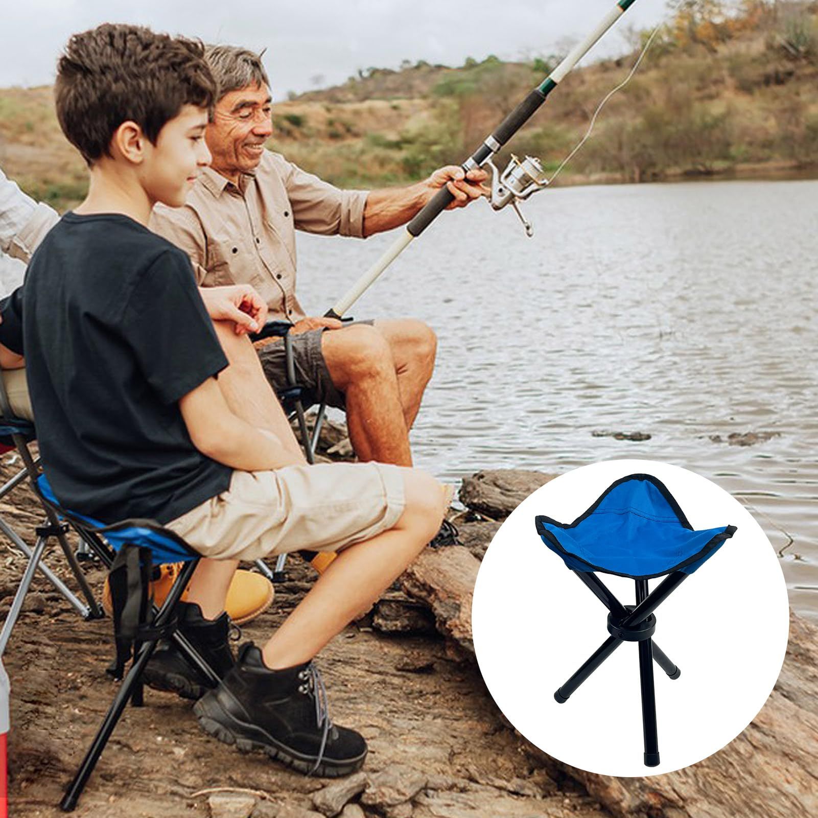 Folding Camping Stool,Portable Tripod Seat,Folding Camping Chairs,Outdoor view 5