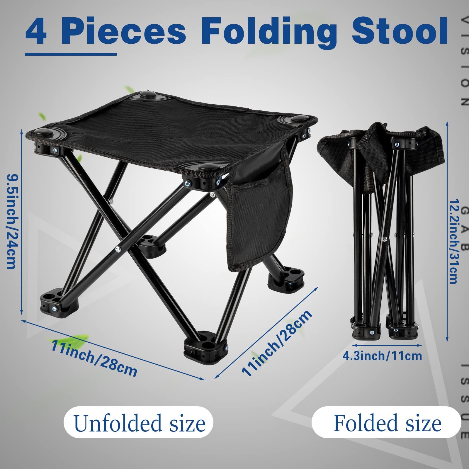 2 Pcs Camping Stool Small Lightweight Sturdy Portable Stool with Side Pocket view 4