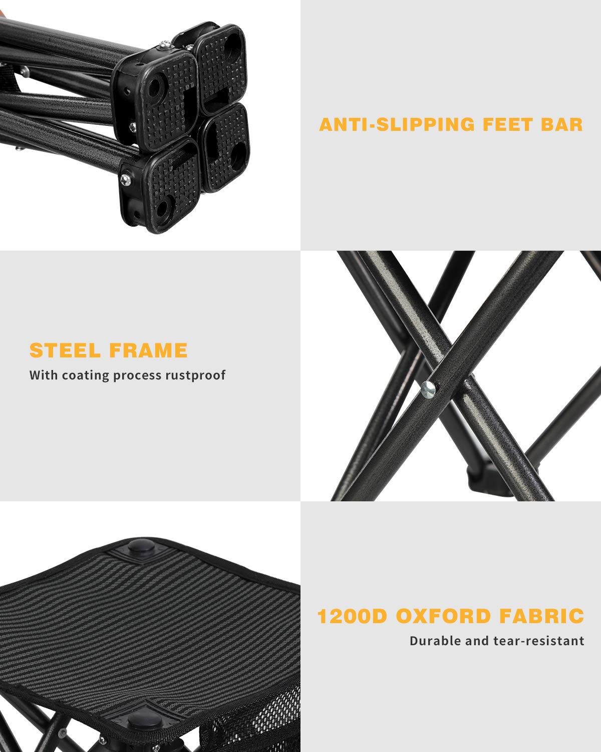 Lightweight Portable Compact Small Camping Folding Stool with Pocket for view 2