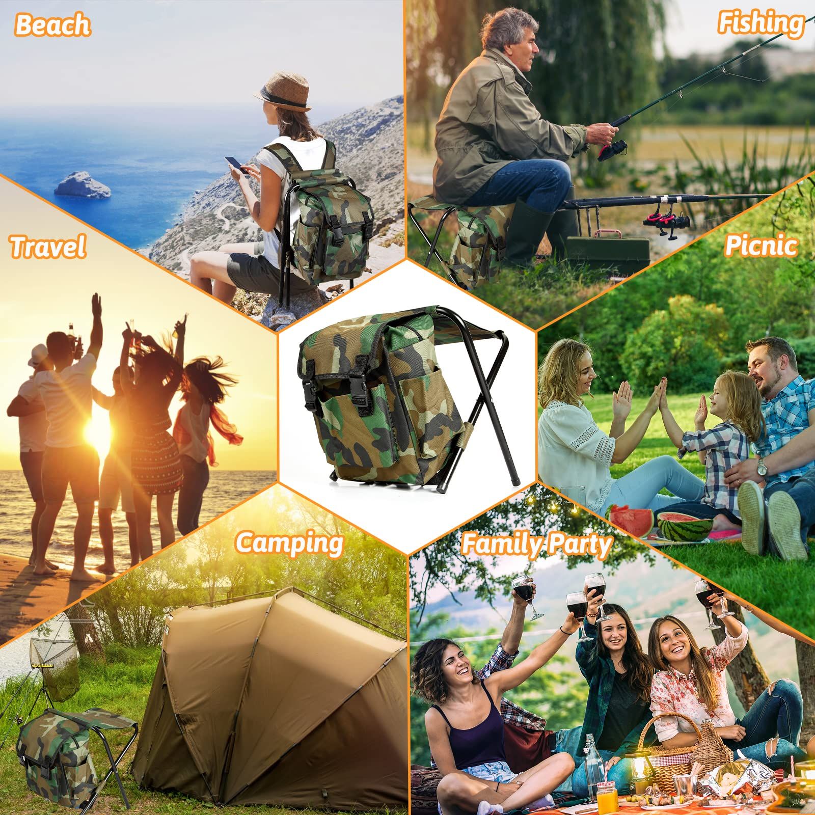 Camping Stool, Portable Folding Stool, Big Capacity Collapsible Lightweight view 4