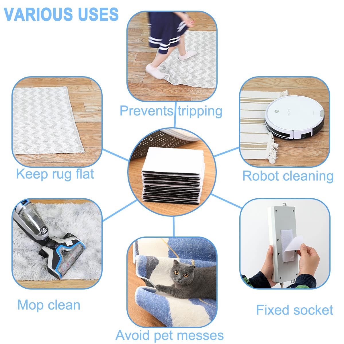 Invisible sofa cushion holder Rug Anchors Carpet Hook and Loop Non-Slip Mat view 2