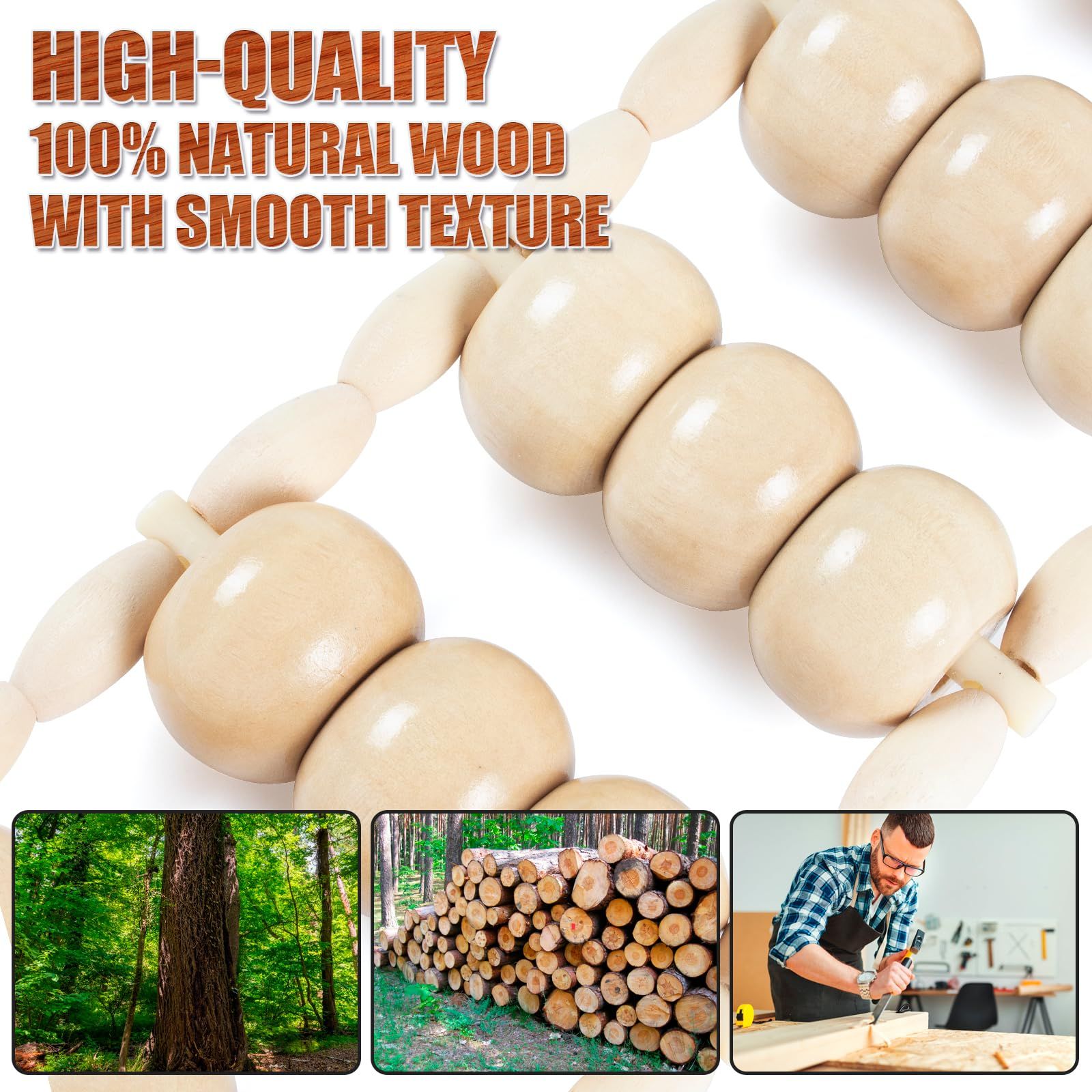 Massage Tools,Back Wooden Massage Roller Rope Tool Kit Professional Cellulite view 3