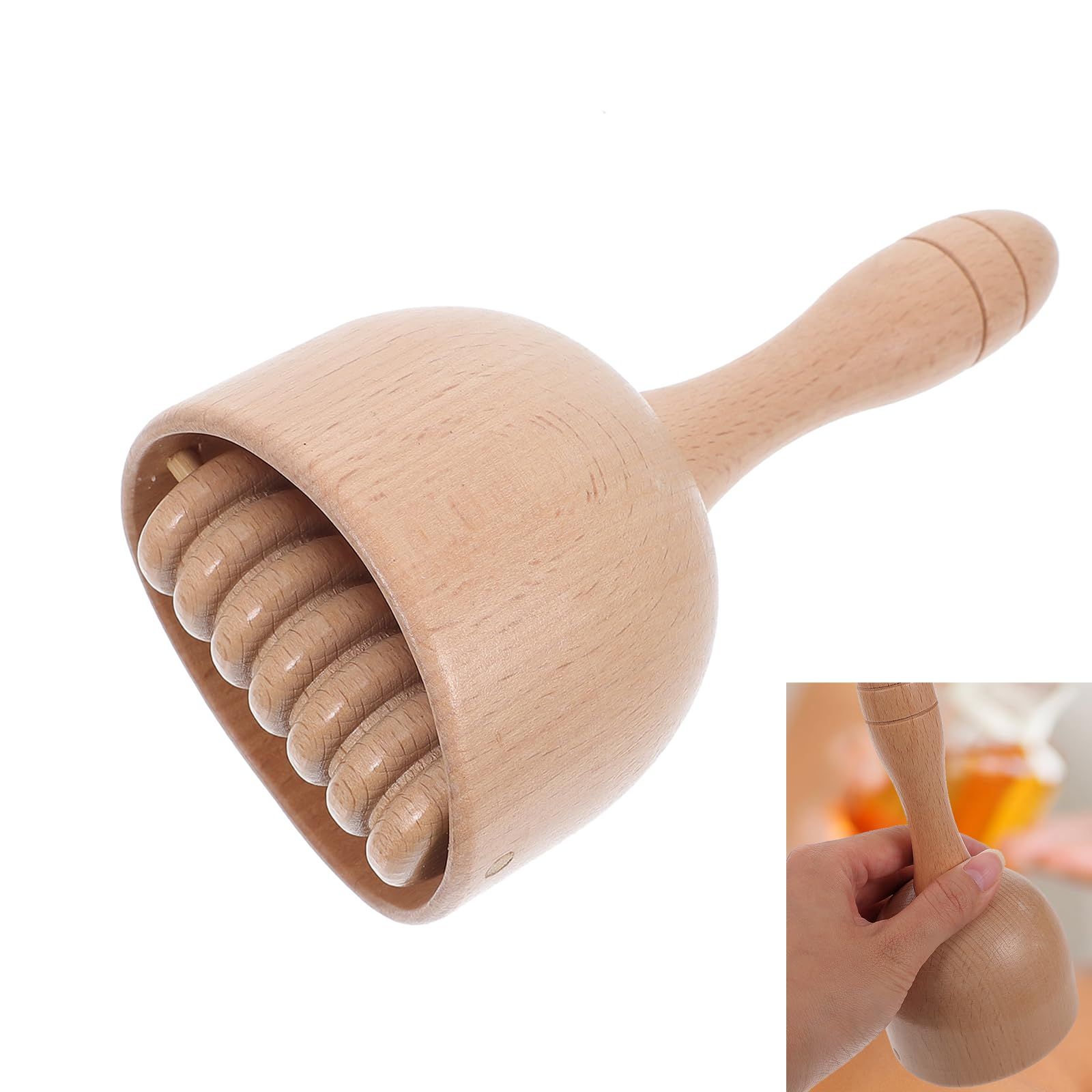 Wood Massage Cup with Roller Massage Scraping Stick Wooden Therapy Cup Therapy