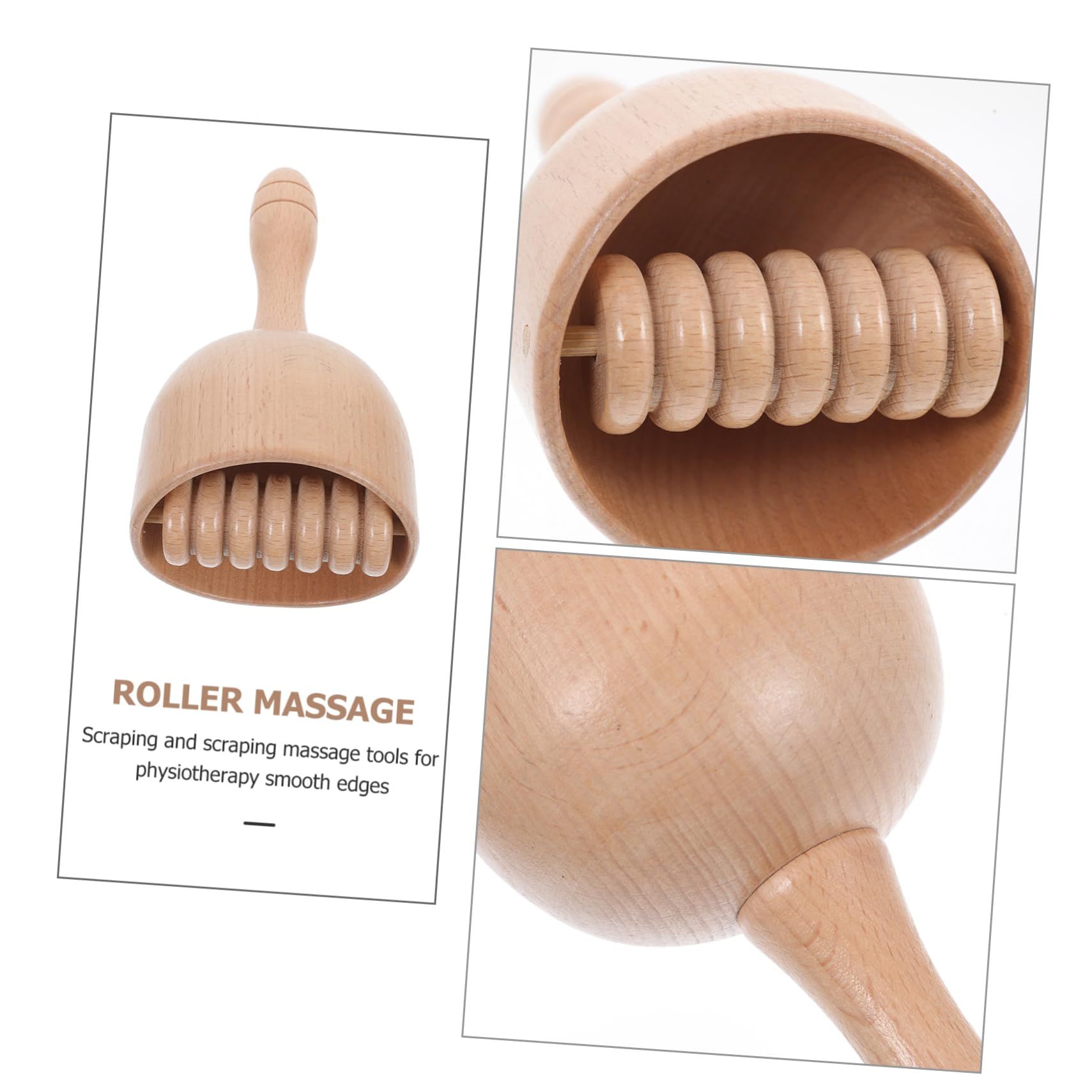 Wood Massage Cup with Roller Massage Scraping Stick Wooden Therapy Cup Therapy view 3