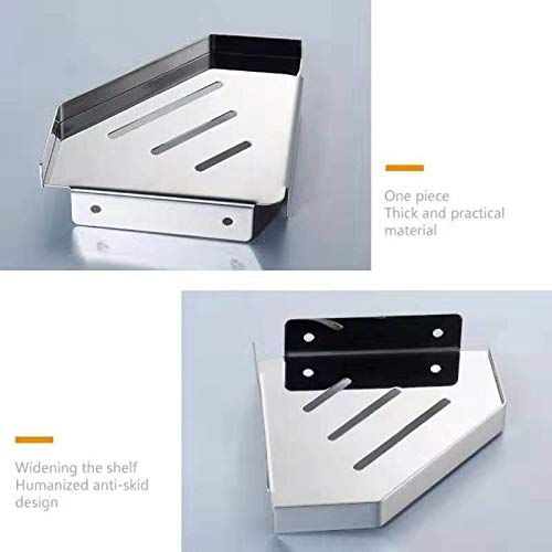 Lavatory Bathroom Corner Stainless Steel Shelf Wall Mount Triangular view 4