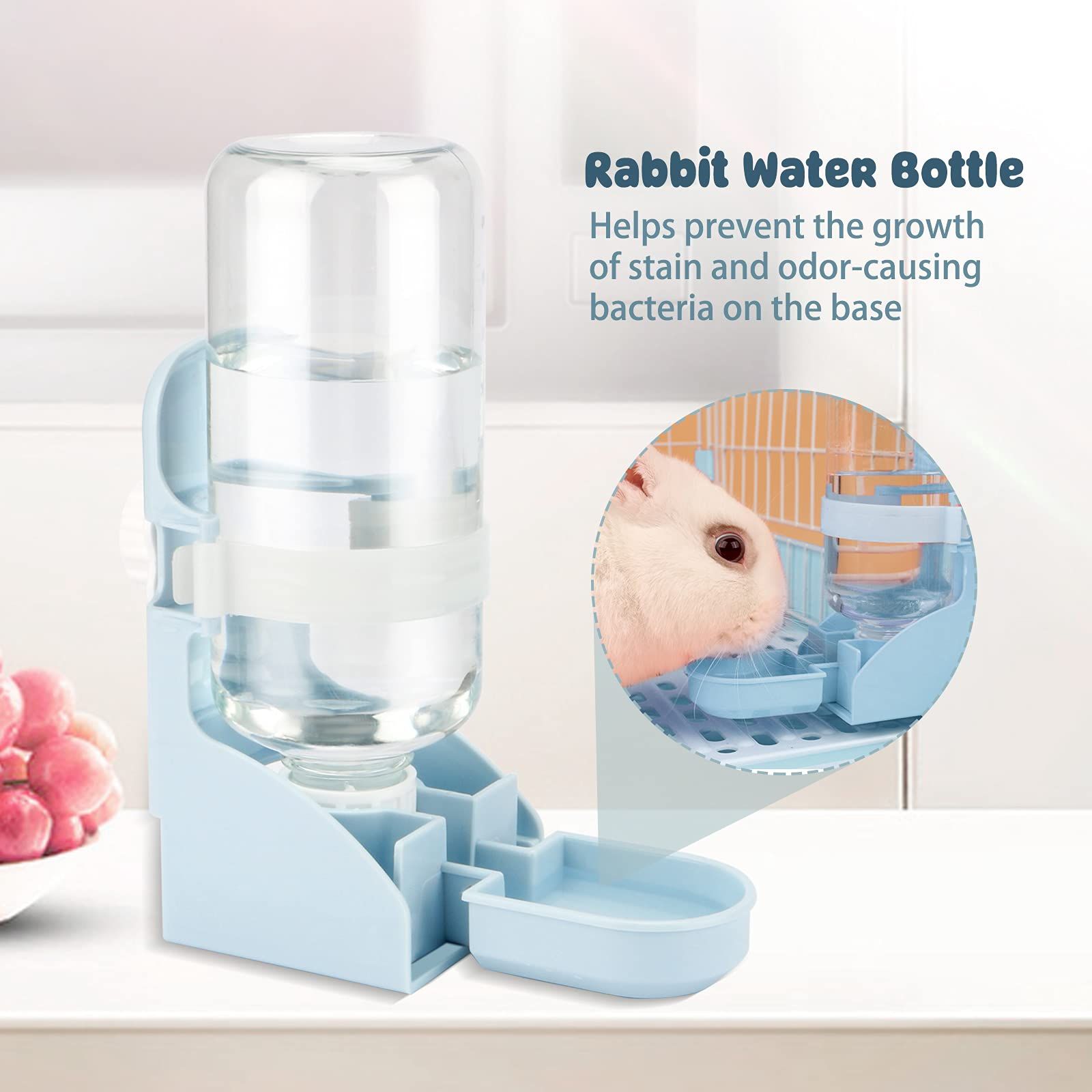Rabbit Water Bottle No Drip - 17oz Hanging Water Fountain Automatic Dispenser view 2