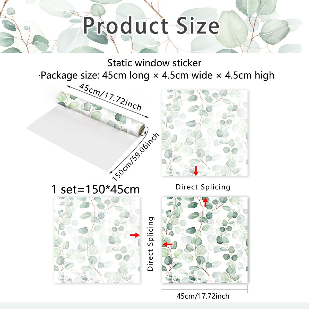 Window Privacy Film, Decorative Window Film, Green Vines Leaves Static Glass view 2