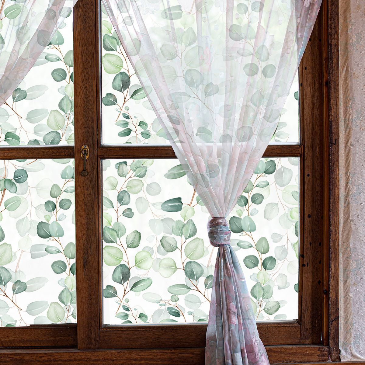 Window Privacy Film, Decorative Window Film, Green Vines Leaves Static Glass view 4