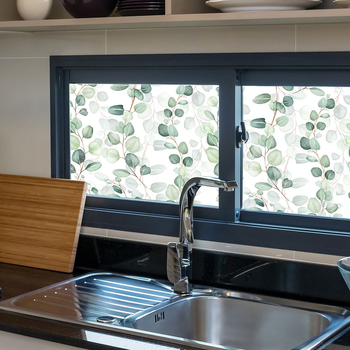 Window Privacy Film, Decorative Window Film, Green Vines Leaves Static Glass view 5