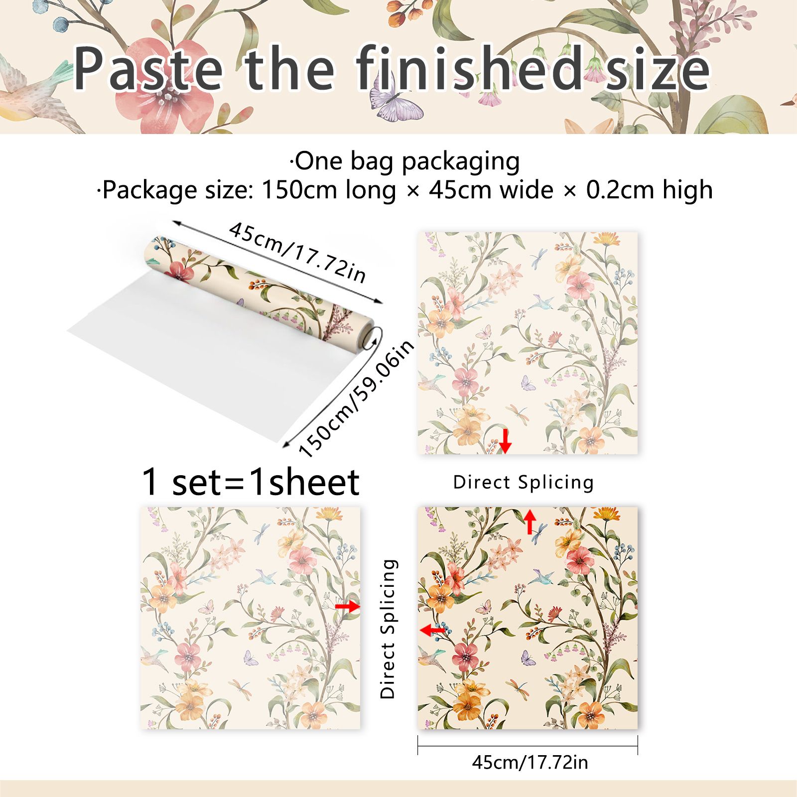 45*150cm Floral Window Wallpaper Peel and Stick Flower Window Wallpaper view 5