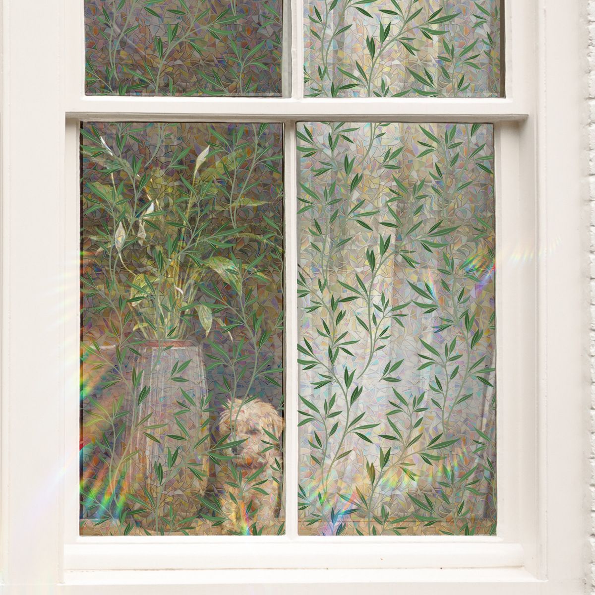 Window Film, Decorative Window Privacy Film, Green Vines Leaves Double Sided view 2