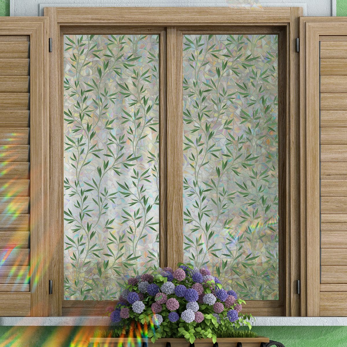 Window Film, Decorative Window Privacy Film, Green Vines Leaves Double Sided view 3