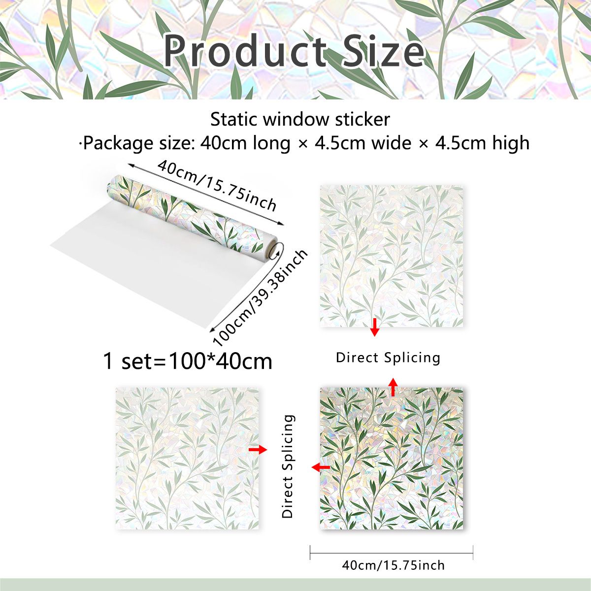 Window Film, Decorative Window Privacy Film, Green Vines Leaves Double Sided view 5