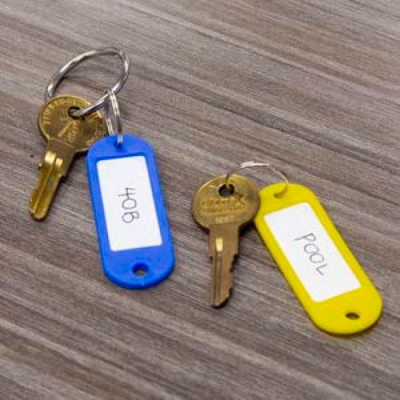 Key Tag Label Window, Assorted Color Tags, Plastic Key Holder Key Ring view 2