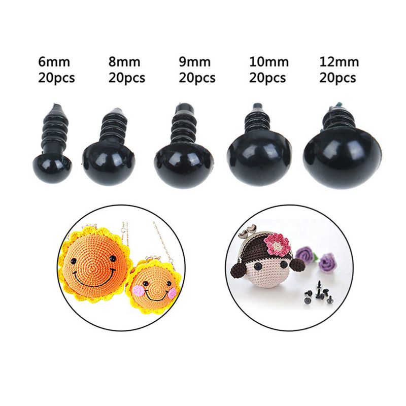100pcs 6-12mm Black- DIY Safety Eyes for Stuffed Animal Puppets DIY Craft Doll view 3