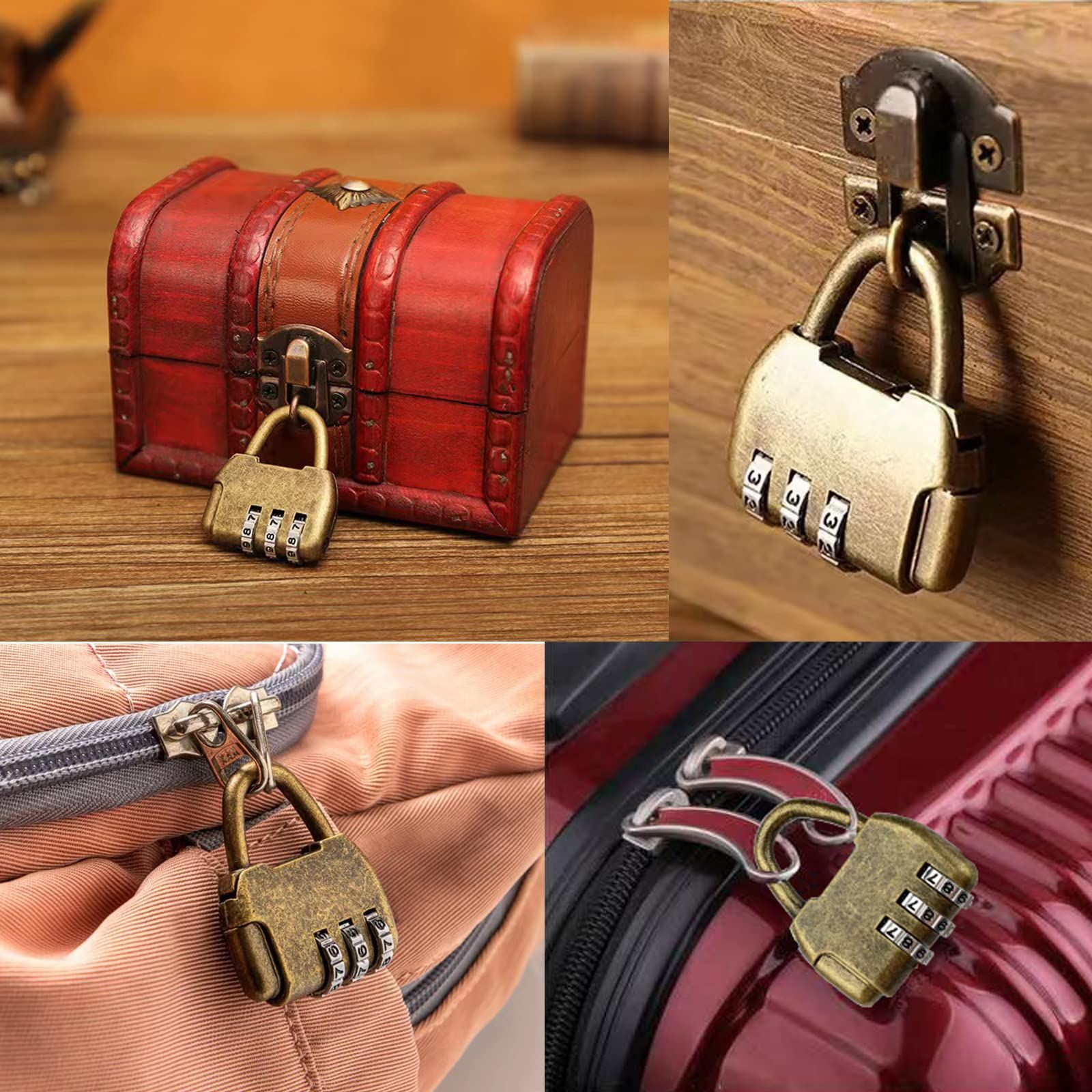 3 Digit Combination Lock Mini Bronze Password Padlock Small Metal Padlock view 3
