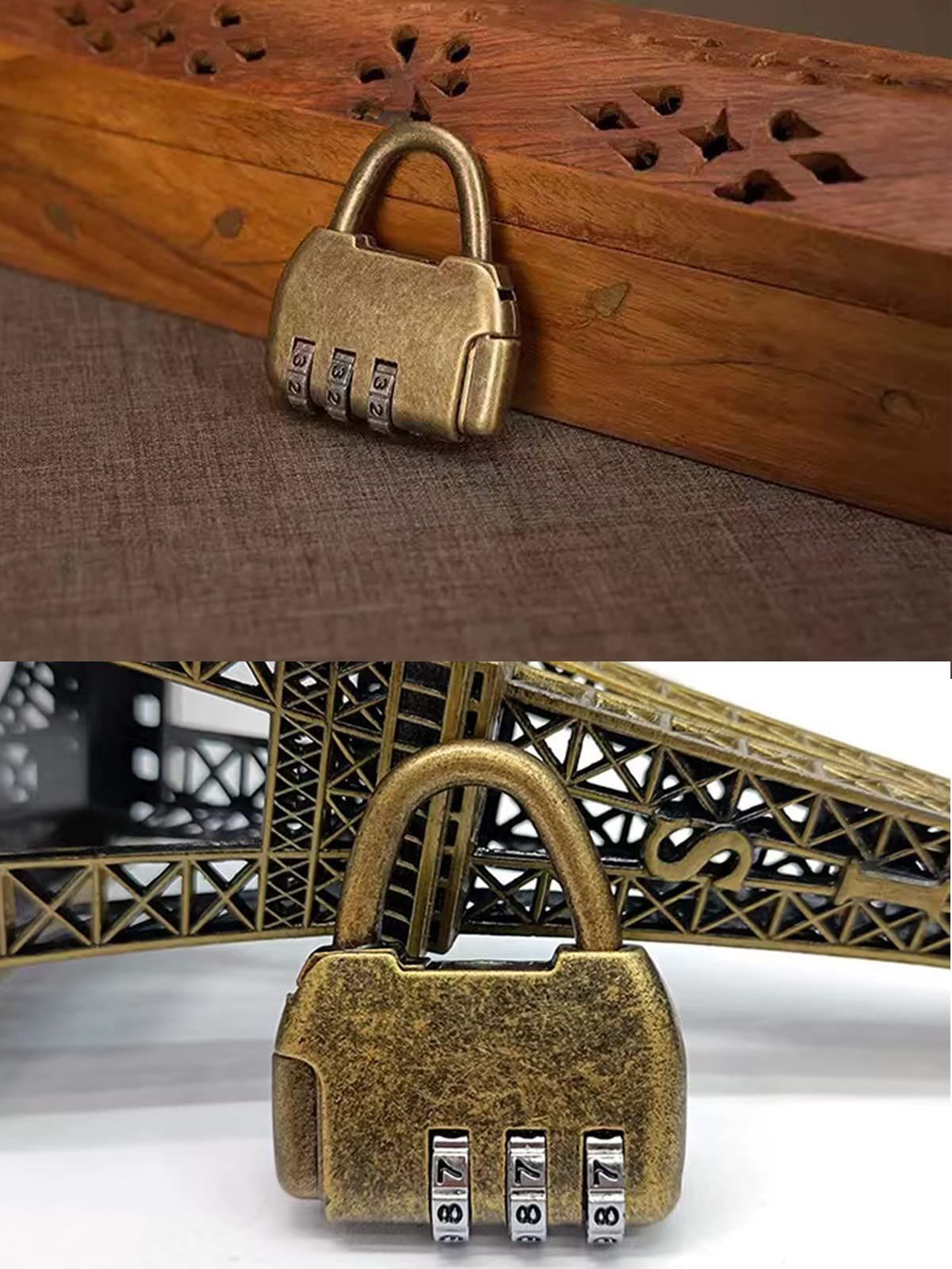 3 Digit Combination Lock Mini Bronze Password Padlock Small Metal Padlock view 4