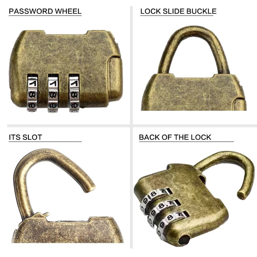 3 Digit Combination Lock Mini Bronze Password Padlock Small Metal Padlock view 5