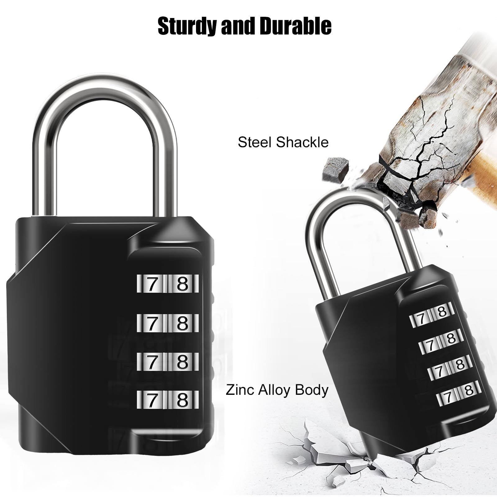 2PCS Combination Lock Waterproof 4 Digit Padlocks with Combination Code view 2