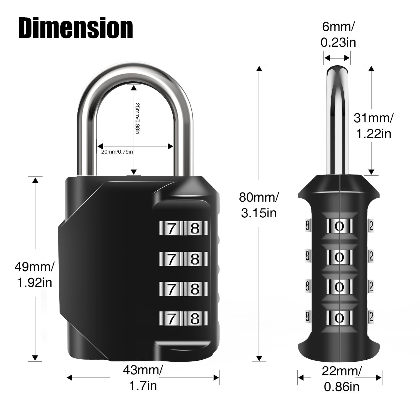 2PCS Combination Lock Waterproof 4 Digit Padlocks with Combination Code view 3