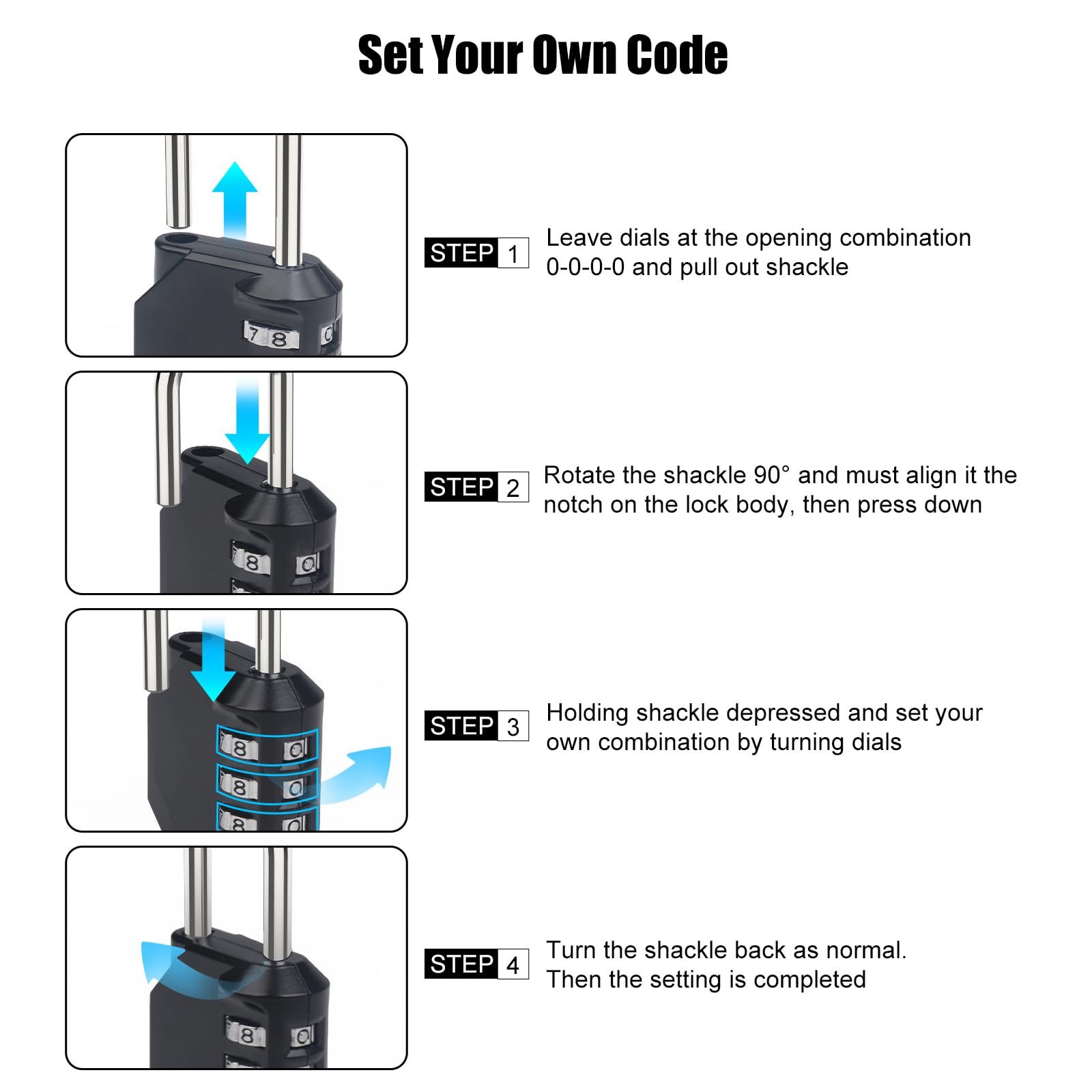 2PCS Combination Lock Waterproof 4 Digit Padlocks with Combination Code view 5