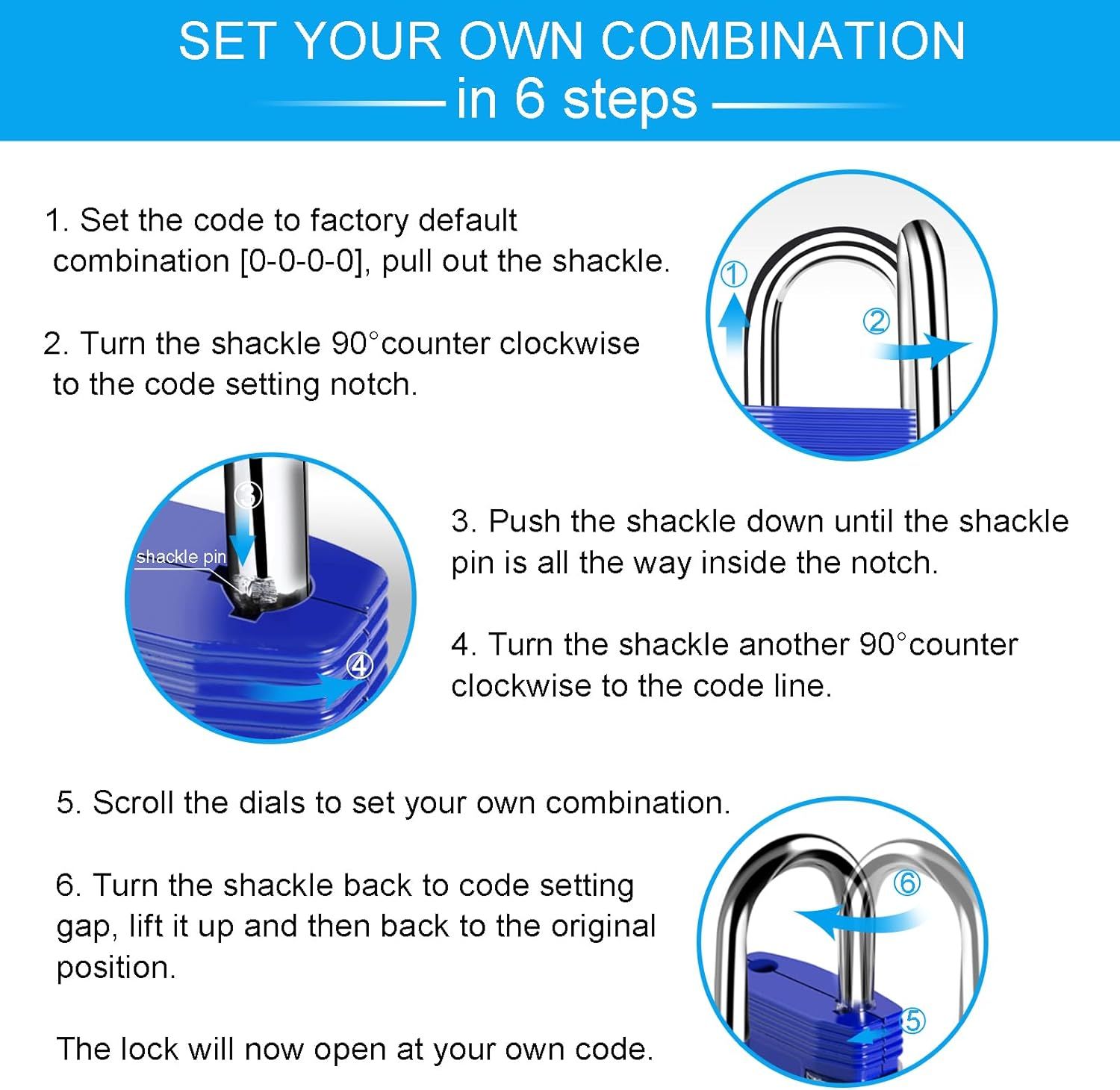 Combination Lock, 4 Digit Outdoor Waterproof Padlock for School Gym Locker view 5