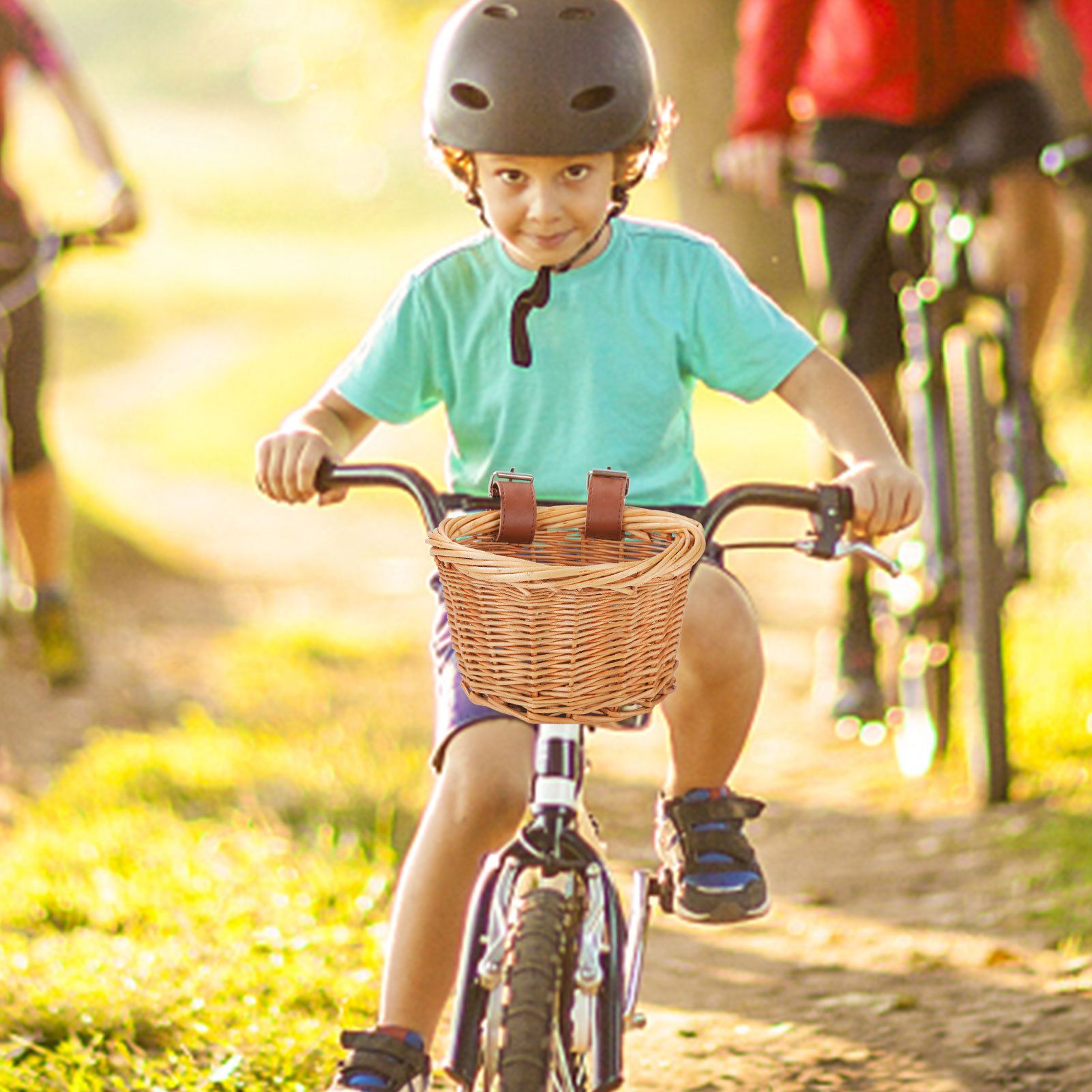 Wicker D-Shaped Bicycle Basket for Kids view 3