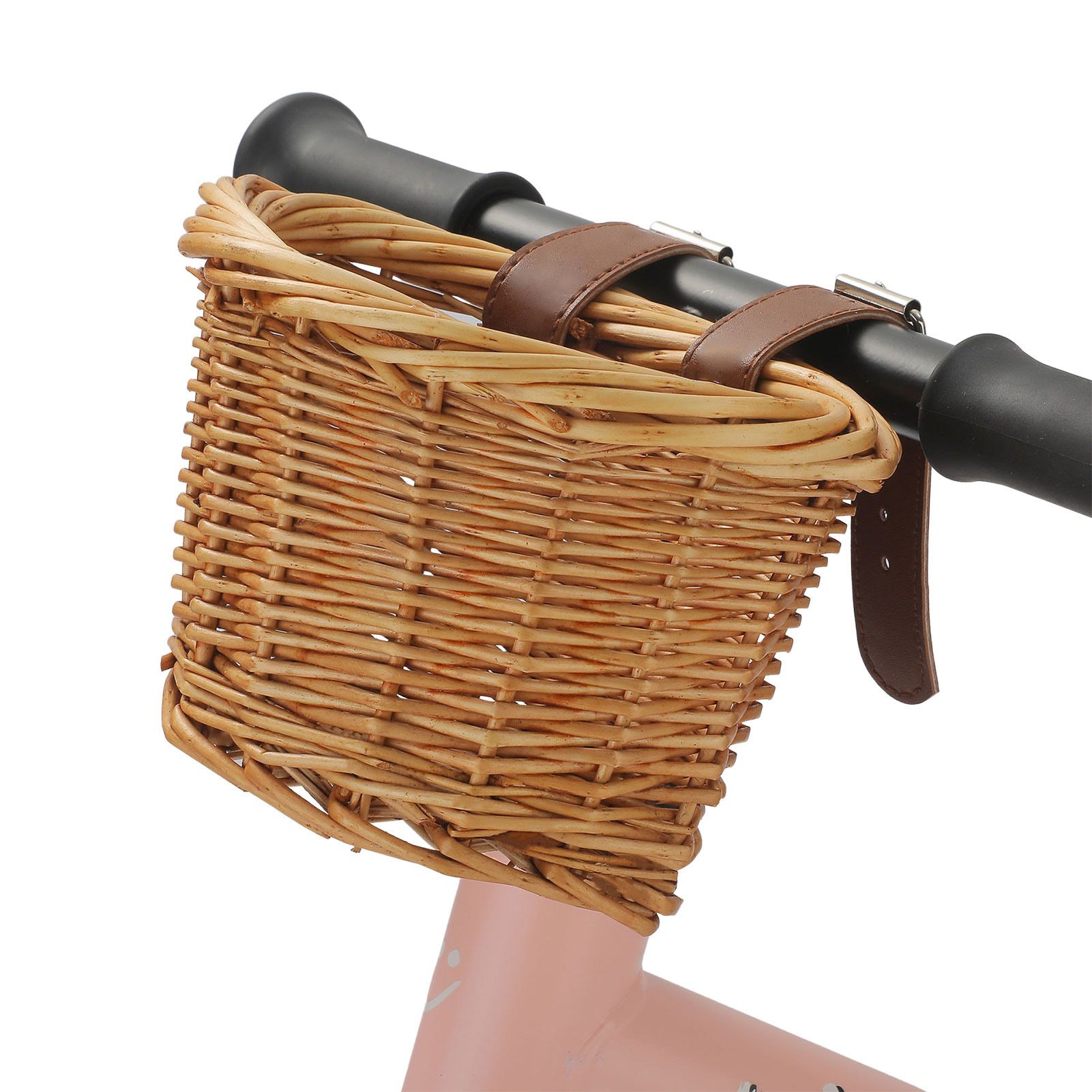 Wicker D-Shaped Bicycle Basket for Kids view 4