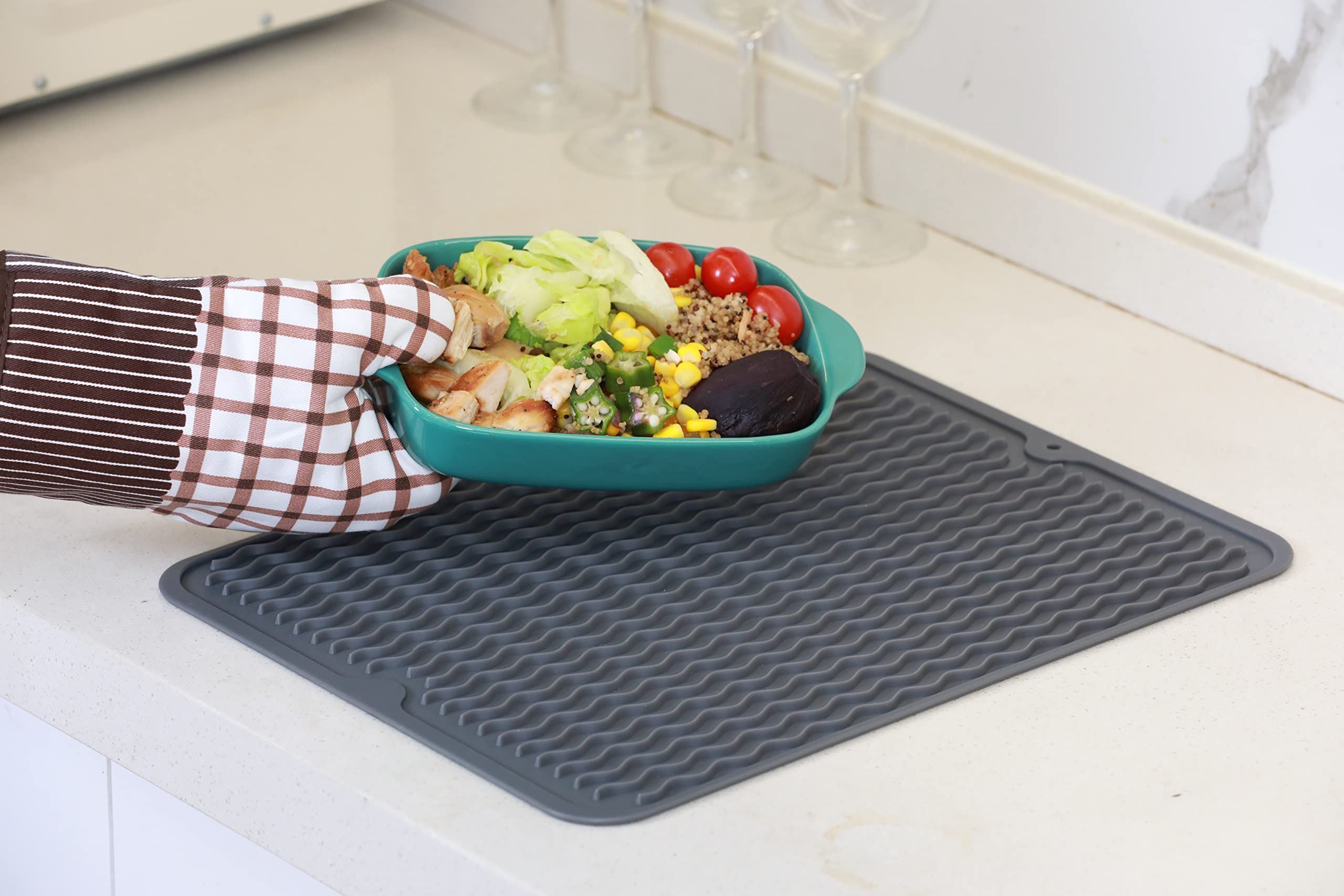 Silicone Dish Drying Mat for Kitchen Counter Large - Multi Usage Eco Friendly view 2