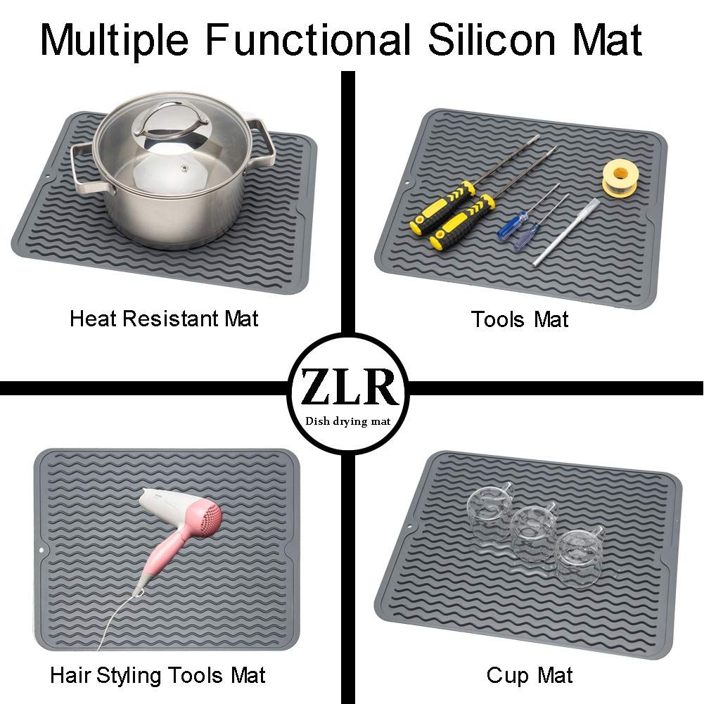 Silicone Dish Drying Mat for Kitchen Counter Large - Multi Usage Eco Friendly view 4