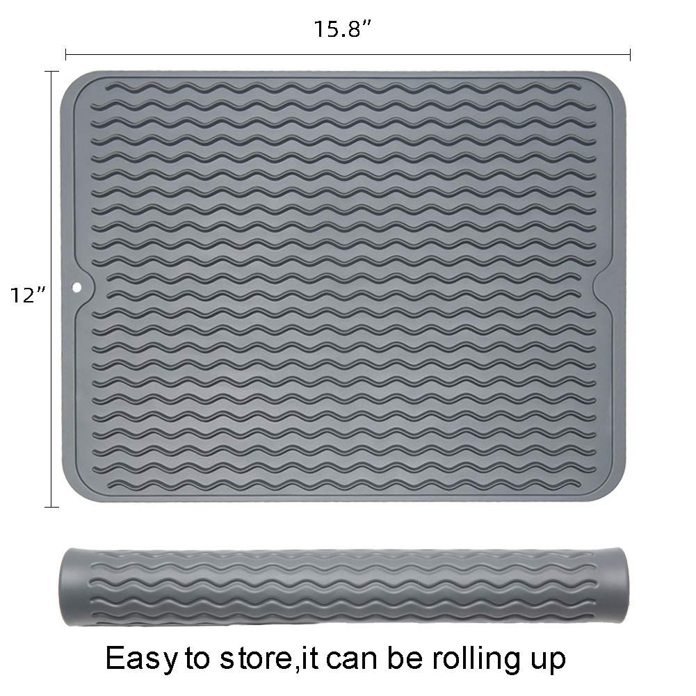 Silicone Dish Drying Mat for Kitchen Counter Large - Multi Usage Eco Friendly view 5