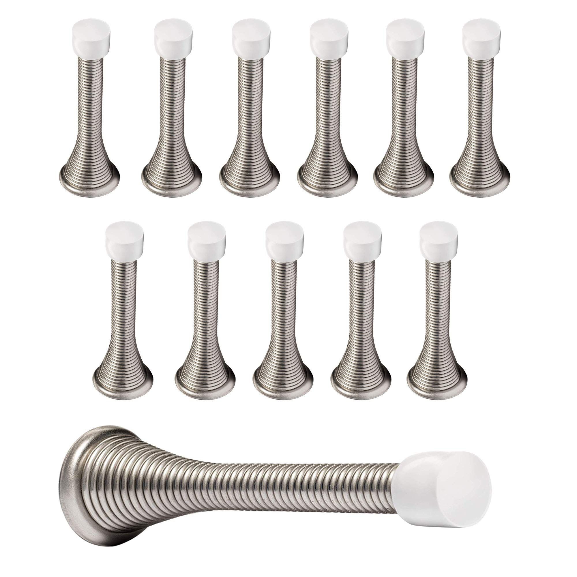 12 Pack Spring Door Stops 3 1/4" Flexible Heavy Duty Spring Door Stopper with