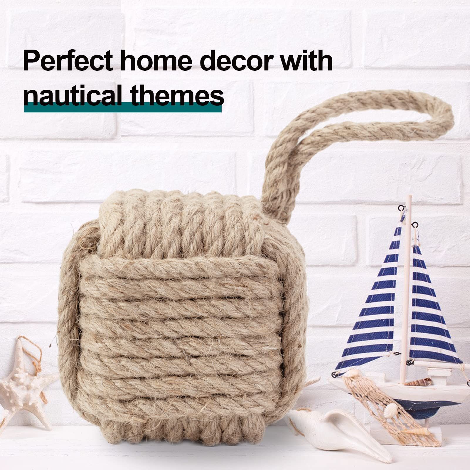 Rope Knot Door Stops Decorative Nautical Door Stopper Handmade with Handle view 4