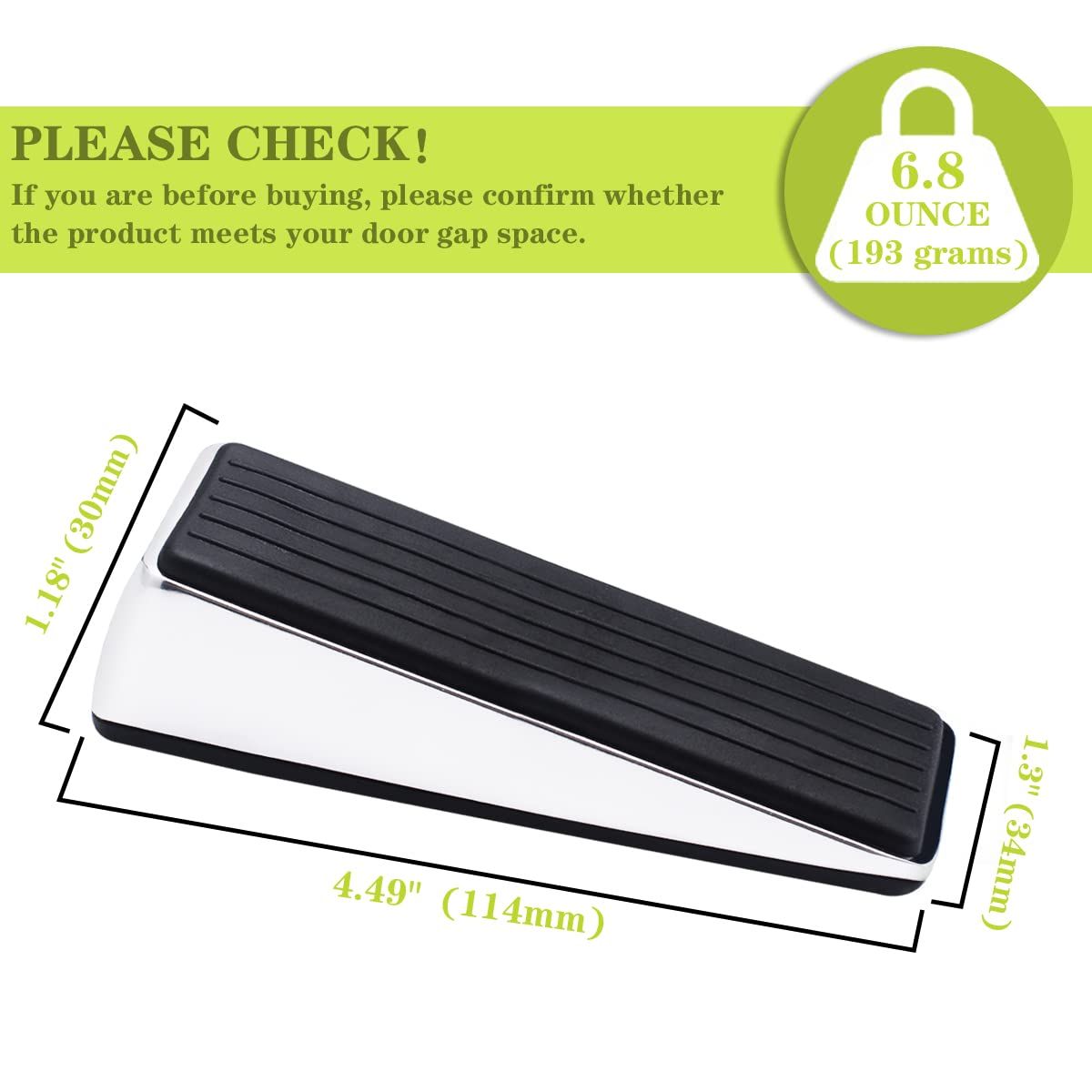 Metal Door Stop, Premium Rubber Heavy Door Stopper, Wedge Stopper, 2Pack view 2