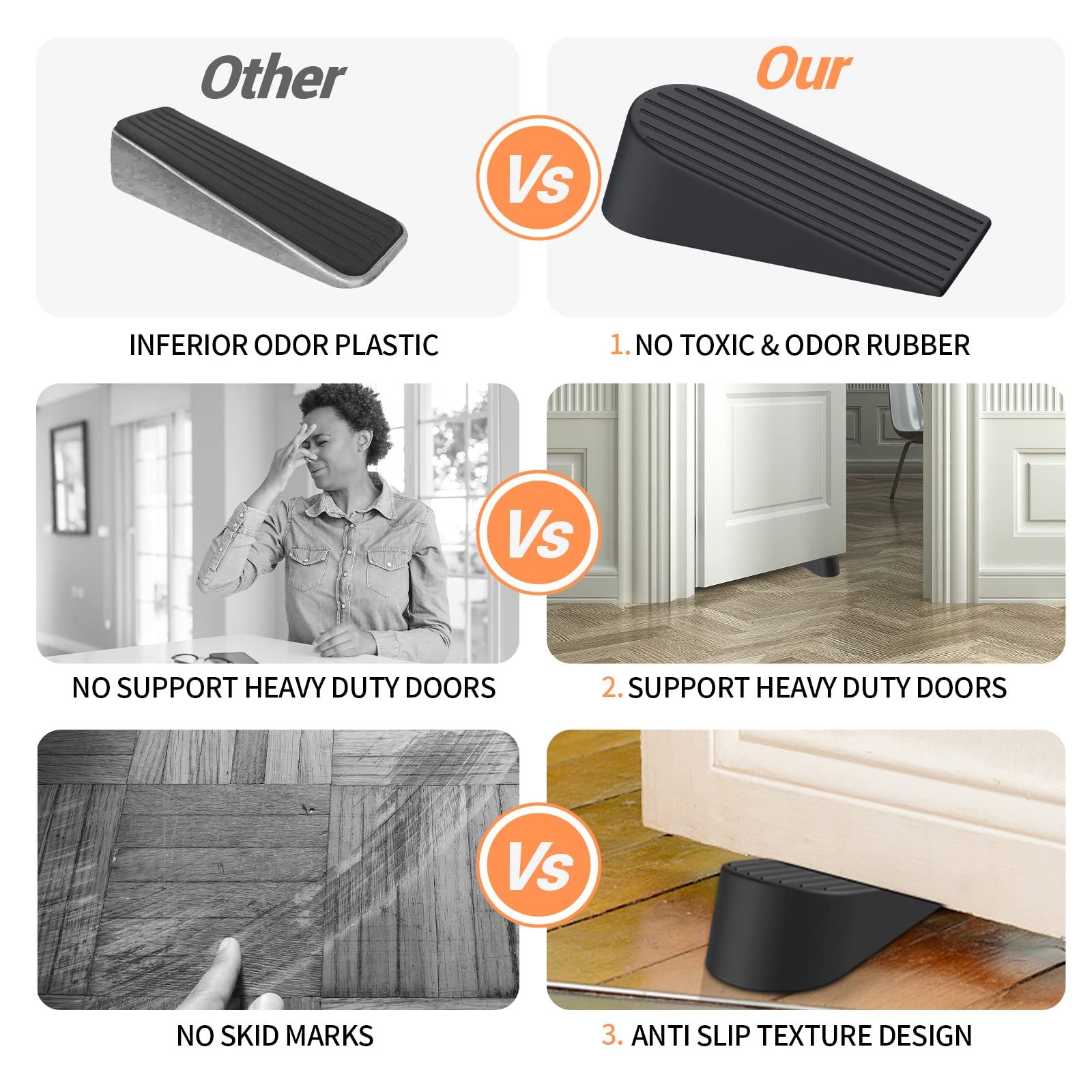Big Door Stoppers, 2 Pack Extra Large Door Stoppers for Bottom of Door Gaps view 2