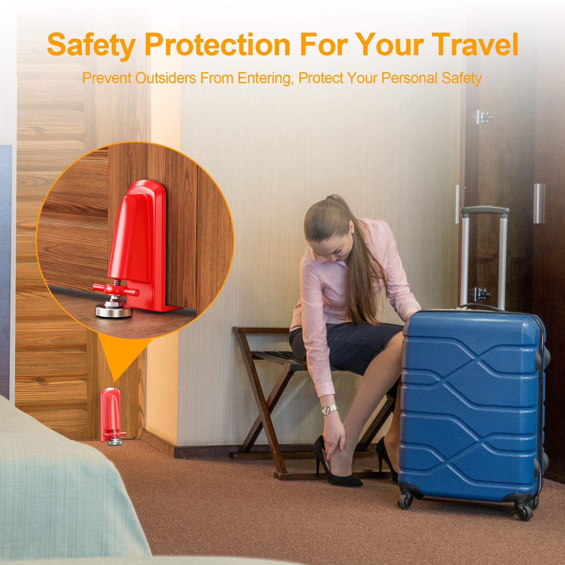 Door Stoppers Security - Portable Door Jammer for Travel Security Anti Theft view 5