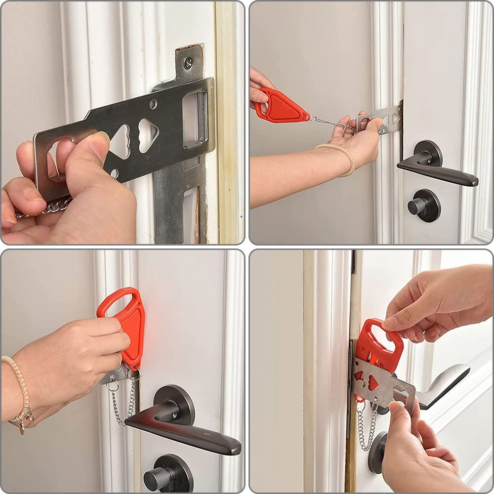 Portable Door Lock, Strong Multi Size Hotel Door Lock, Travel Door Stopper view 5